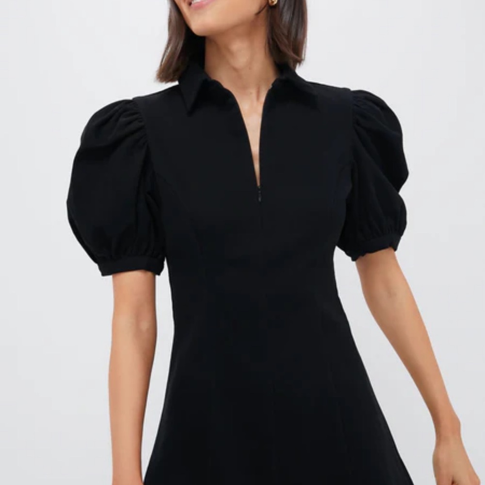Elegant Black Puff Sleeve Mini Dress